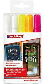 edding Kreidemarker 4095, 5er-Set, Mehrfarbig (Weiß, Gelb, Orange, Pink) - Bild 2