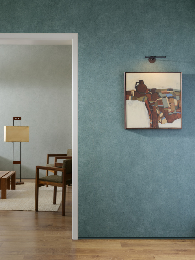 Arte Wallpaper Essentials Calcaire Stucco in Blau und Türkis mit abstraktem Design aus Vlies - Bild 1
