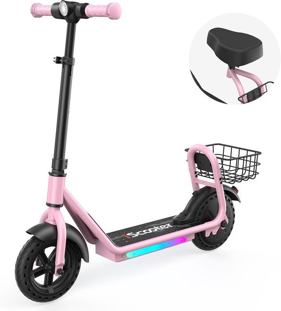 iScooter iK7 2-in-1 Kinder E-Scooter mit abnehmbarem Sitz & Korb rosa - Bild 1