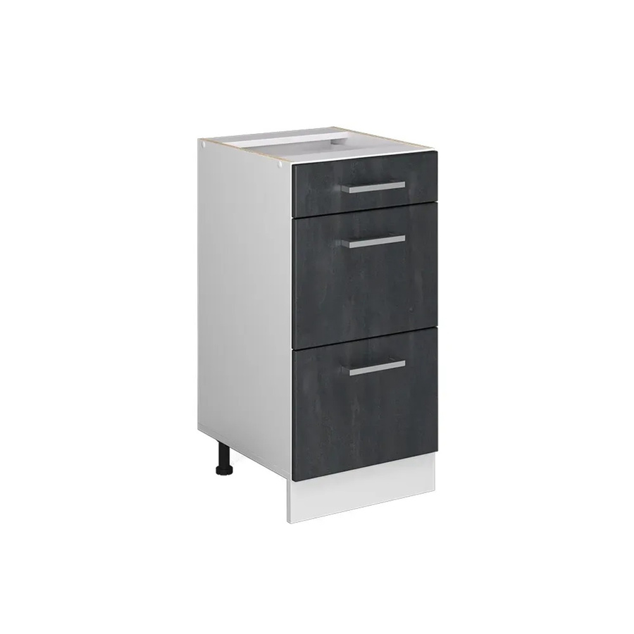 Vicco Küchenunterschrank R-Line Schubladenunterschrank ohne Arbeitsplatte, Farbe Schwarz Beton und Weiß, Breite: 40 cm - Bild 2