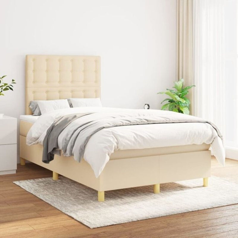 Vidaxl Boxspringbett mit Matratze in Beige aus Stoff und Holzwerkstoff B/T: 120 x 200 cm - Bild 1