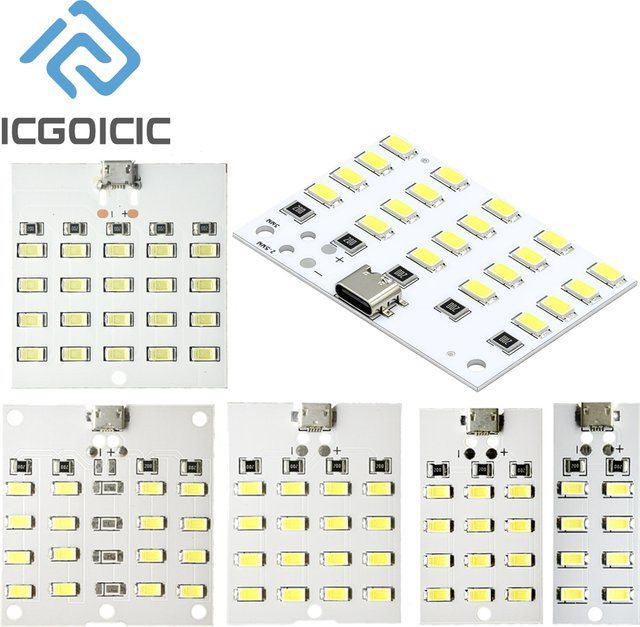 ICGOICIC 5730 SMD LED-Lichtpanel in Weiß mit Micro-USB-Anschluss für Notfall-Nachtlampen und mobile Ladegeräte (5 V, 450 mA) - Bild 1