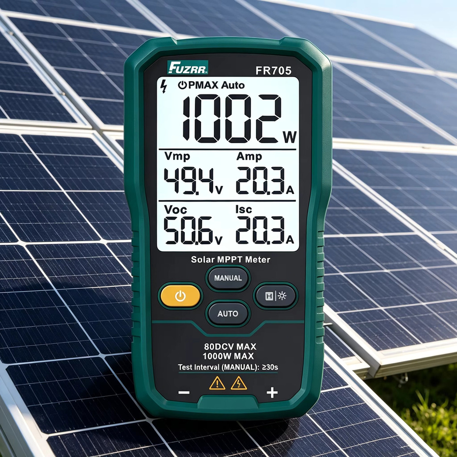 FUZRR FR705E Solar MPPT Power Meter Leistungstester für Photovoltaik-Module bis max. 2000W zur Messung von Leerlaufspannung und Kurzschlussstrom - Bild 3