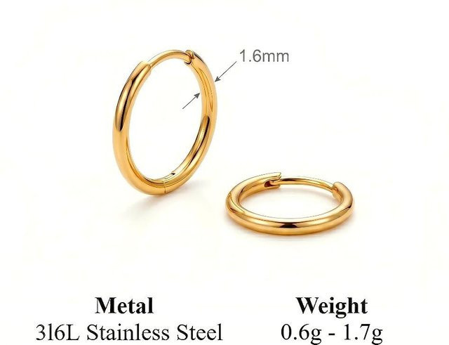 Mariasz Creolen Edelstahl, Gold, Unisex, 6 mm - Bild 1