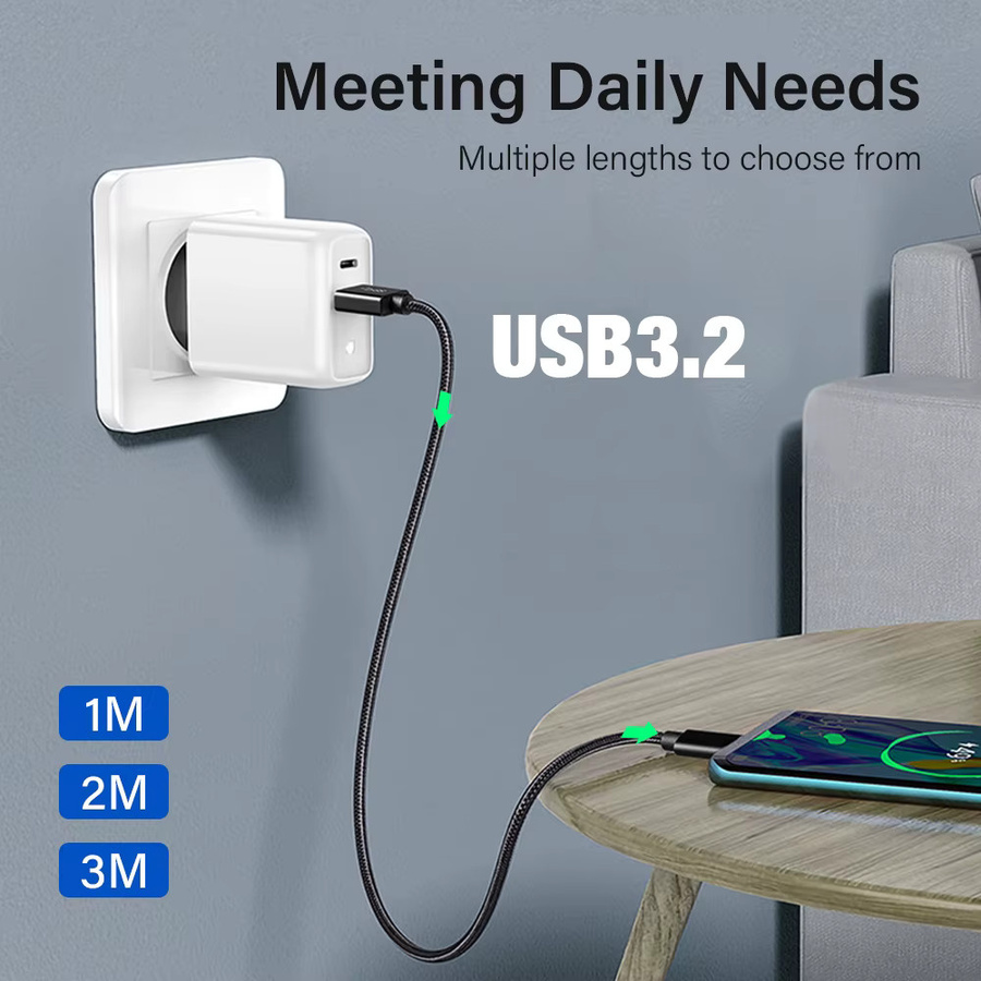 Nephy USB-A auf USB-C Schnellladekabel in Grau für iPhone 15 Pro Max, Samsung, Xiaomi und MacBook - Bild 2
