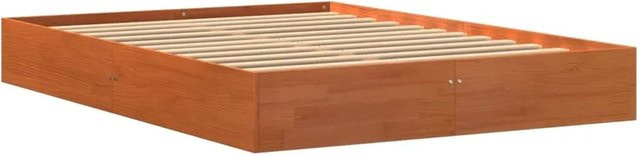 vidaXL Massivholzbett aus Kiefernholz in Wachsbraun, rustikales Bett ohne Matratze, B/T/H: 122,5 x 193,0 x 23,0 cm - Bild 1