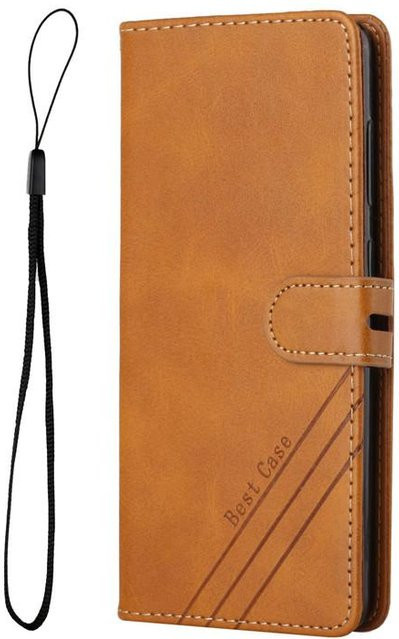 Leder-Flip-Hülle für Motorola Moto E20, E30 und E40 als magnetische Brieftasche in Gelb - Bild 1