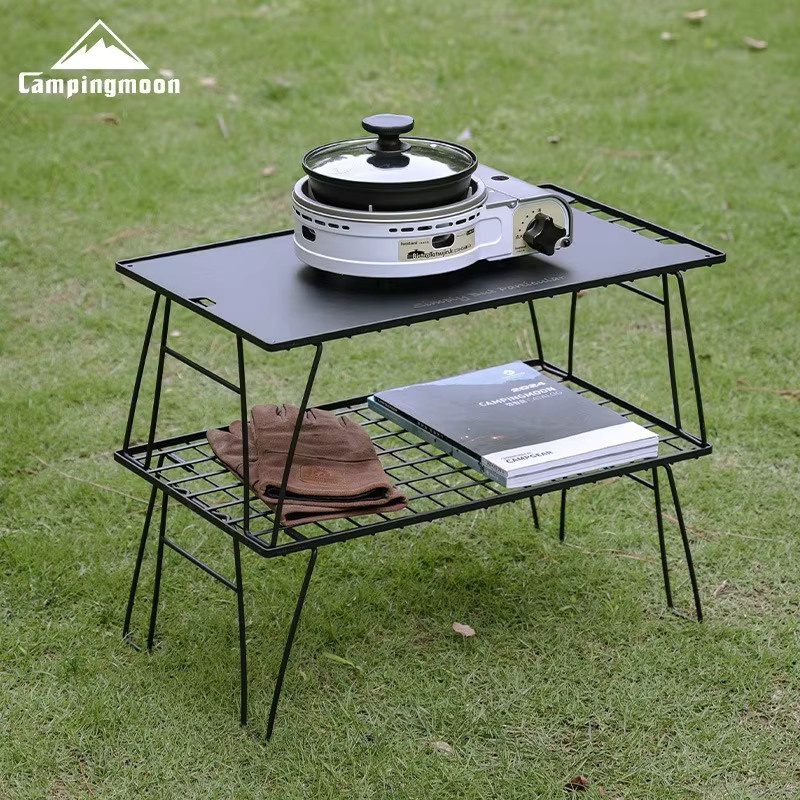 CAMPINGMOON T-235-2T Tragbarer 2-lagiger Klapptisch aus Metall in Schwarz - Bild 2