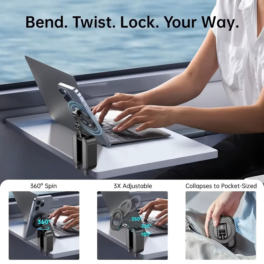 BESY Magnetischer Handyhalter Tragbarer Faltbarer Desktop-Ständer in Schwarz für iPhone und Samsung sowie HUAWEI - Bild 6