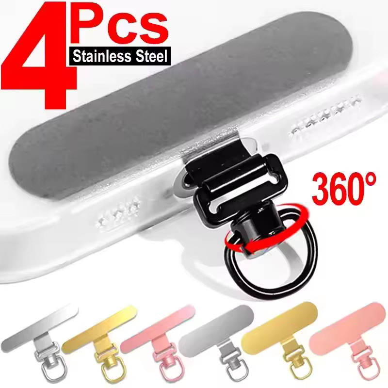 360 Grad drehbarer Telefon-Lanyard-Clip aus Edelstahl in Gold als universeller Anti-Verlust-Halter und Adapter-Anschluss - Bild 6