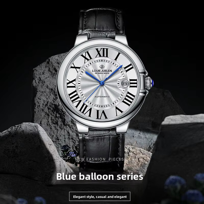 LOUIE JUELEN Armbanduhr Edelstahl, Automatik, Blau, Herren - Bild 3