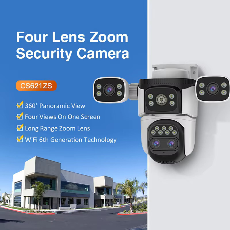 luxuglow WiFi Smart-Kamera mit 10-fachem Zoom, Vier-Objektiv-Überwachungskamera mit Nachtsicht und automatischer Personenverfolgung für Innen- und Außenbereich, Weiß - Bild 4