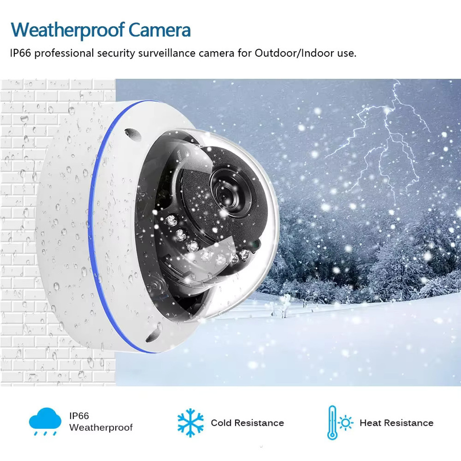 NINIVISION 8MP 4K IP Kamera Outdoor Weiß Dome IP66 Wasserdicht mit Bewegungserkennung und PoE - Bild 2