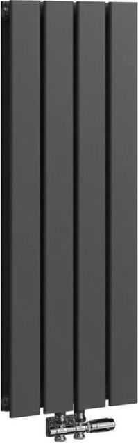 Emke Paneelheizkörper Doppellagig Vertikal in Schwarz mit Mittelanschluss, Höhe: 90 cm, Breite: 30 cm, Leistung: 446 W - Bild 1