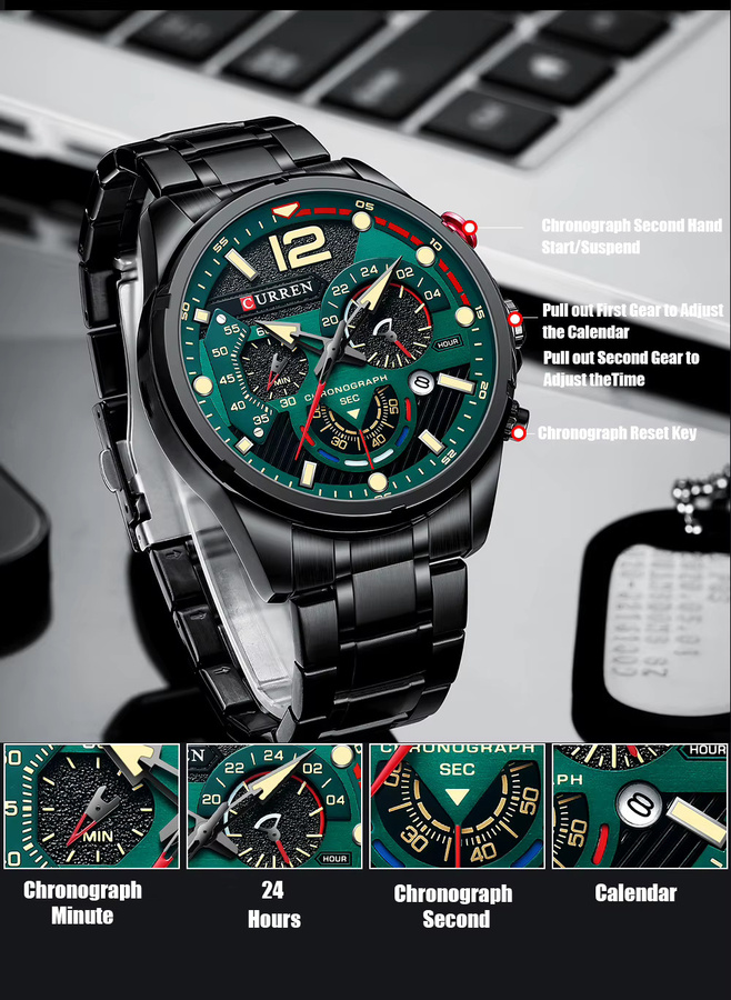 CURREN Armbanduhr, Quarz, Edelstahl, Schwarz, Herren - Bild 4