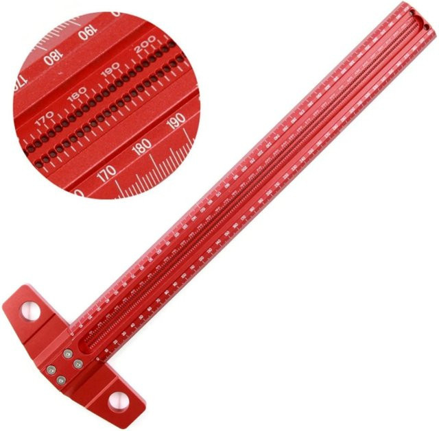 Wnew Präzisionsmarkierungs-T-Lineal aus Aluminiumlegierung in Rot für die Holzbearbeitung - Bild 1
