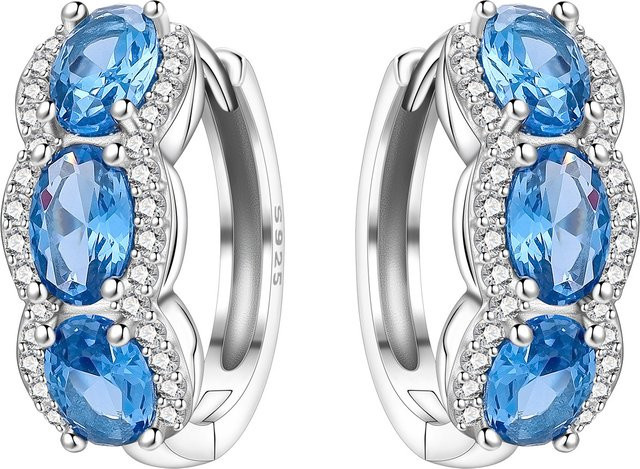 Orstarry Creolen, 925 Silber, blauer Zirkon, Damen - Bild 1
