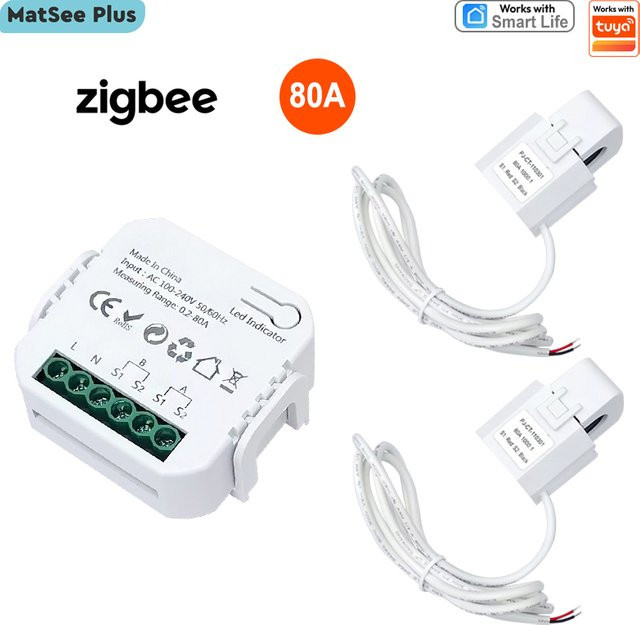 Smart Life MatSee Plus ZigBee Energiezähler Bidirektional mit Klemmstromwandler und App-Überwachung für Solarstrom, 80A, Farbe: Weiß (Hub erforderlich) - Bild 1