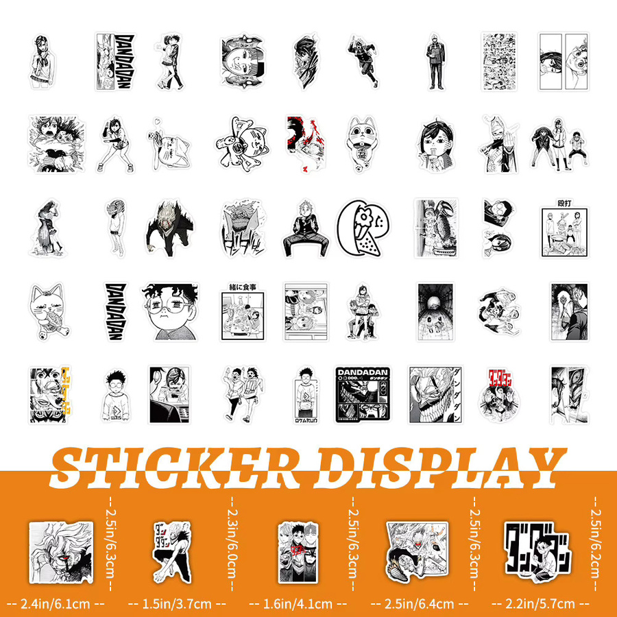 Bandai Dandadan Anime Graffiti Aufkleber Schwarz-Weiß Manga Sticker für Laptop Koffer und Helm - Bild 3