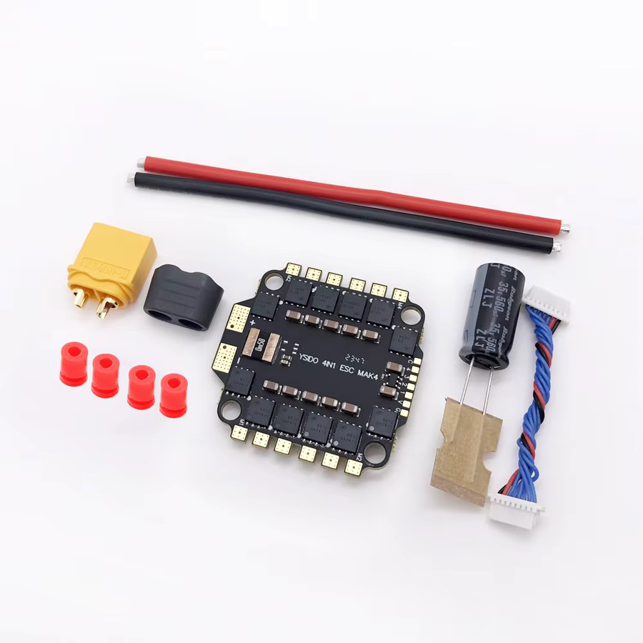 YSIDO 4-in-1 ESC BLHELI_S Dshot600 45A 60A Bürstenloser Regler für 2-6S FPV Freestyle, Schwarz, B/T/H: 30,5 x 30,5 mm - Bild 2