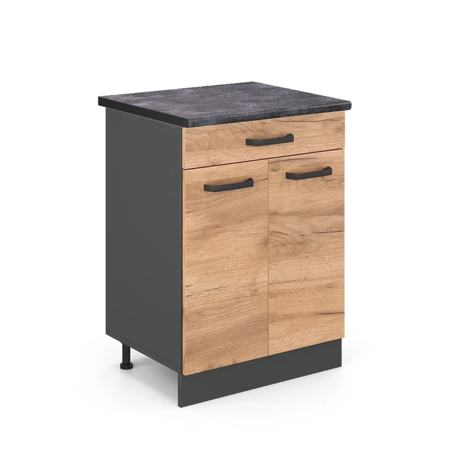 Vicco Küchenunterschrank R-Line Goldkraft Eiche Anthrazit mit Korpus, B/T/H: 60 x 46 x 81,6 cm - Bild 2