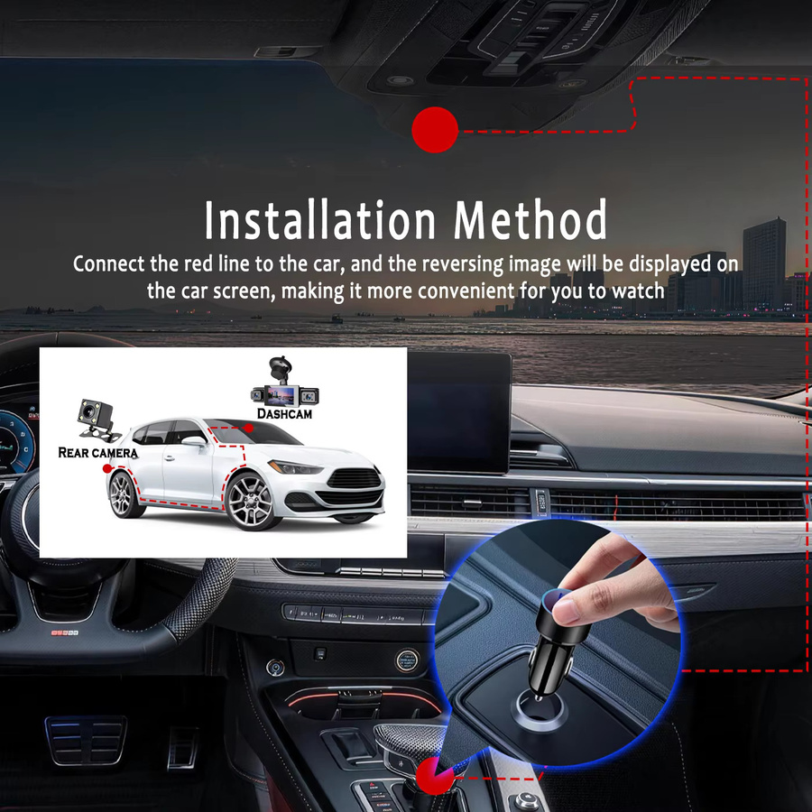 BCUOZ 4-Kanal Dashcam mit 1080P Full HD Frontkamera, 720P Seiten- und Rückkameras, Panoramablick, Super-Nachtsicht und 24-Stunden-Parküberwachung in Schwarz - Bild 6