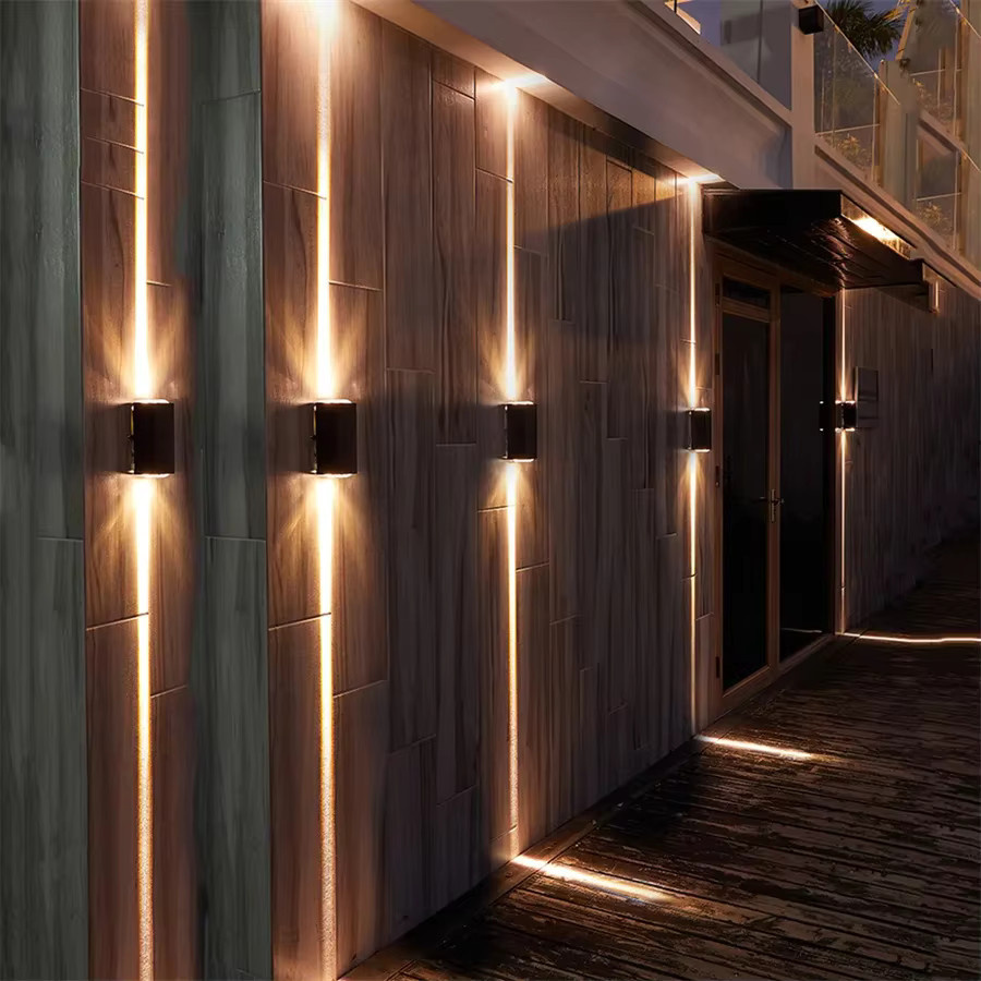TRAZOS LED Außenwandleuchte aus Aluminium in Schwarz oder Silber mit Up-Down-Lichteffekt, IP65 wasserdicht, modern für Garten und Korridor - Bild 5