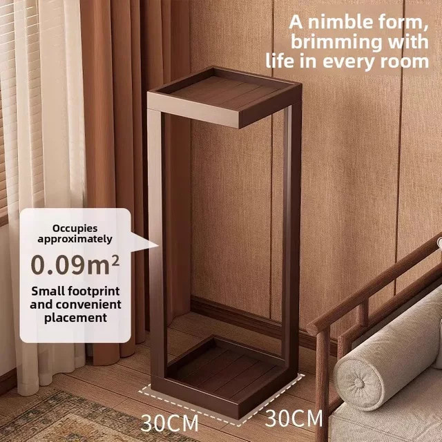 Nanzhu Blumenregal Bodenhohes Pflanzenregal für Wohnzimmer und Balkon in Walnuss, Höhe: 70 cm - Bild 1