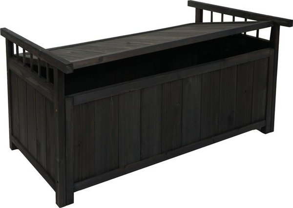 MCW Aufbewahrungstruhe O13 Auflagenbox aus Tannenholz in Anthrazit, H x B x T: 53 x 108 x 60 cm