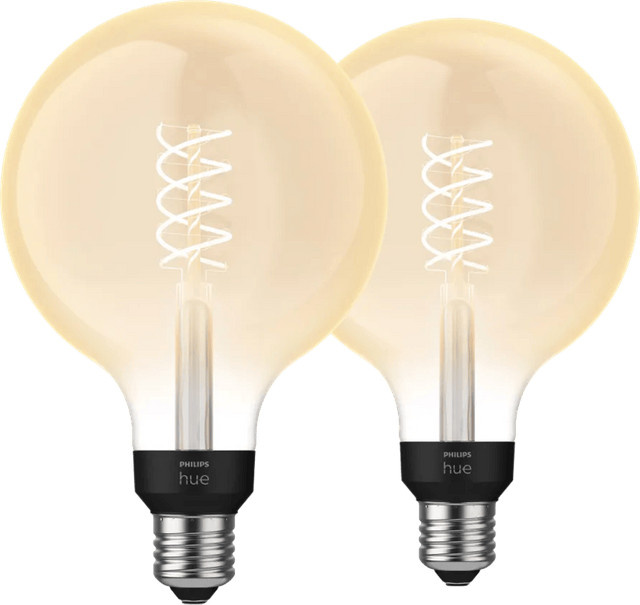 Philips Hue Filamentlampe White Globe XL E27 im Doppelpack – Dimmbare LED im Retro-Look mit warmweißem Licht und Bluetooth - Bild 1