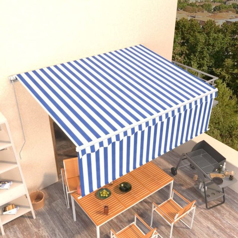 Manuelle Markise mit Rollo von vidaxl in Blau und Weiß, B: 400 cm, H: 120 cm - Bild 1