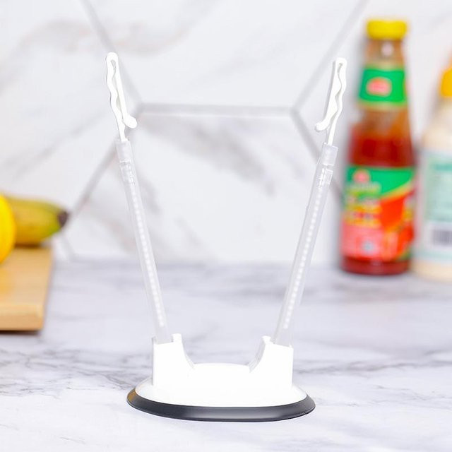 Chenxiaogang Beutelhalter mit Clip in Weiß, verstellbarer rutschfester Ständer für Lebensmittelaufbewahrungsbeutel und Druckverschlussbeutel als Küchenhelfer - Bild 1