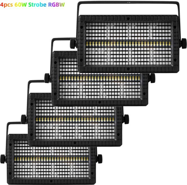 HYULIGHTS 4er Set RGBW 4in1 LED Uplight Bar mit 60W Strobe und DMX512 für DJ, Party und Disco - Bild 1