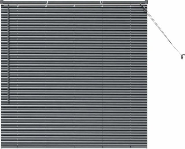 vidaXL Balkenjalousien mit Vorhängen aus Aluminium in Dunkelgrau, B: 130 cm, H: 135 cm - Bild 1