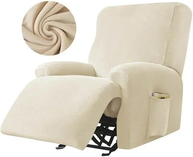 Bestbags Samt Sesselbezug in Beige mit geteiltem Design für Liegesessel und Massage-Sessel - Bild 1