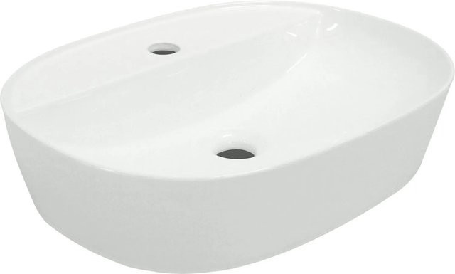 Kerra Aufsatzwaschbecken KR-860 aus Keramik in Weiß Glänzend, Oval, Breite: 120 cm - Bild 1