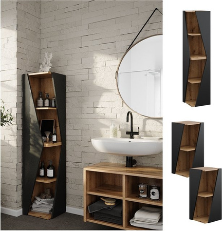 Vicco Badregal Benno Anthrazit-Eiche mit 3 Ablagen, B/T/H: 31,6 x 2,0 x 70,5 cm