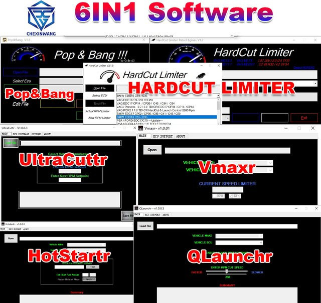ITCARDIAG ECU-Software 6-in-1-Paket für Diesel- und Benzinmotoren mit HardCut-Begrenzer, UltraCuttr, Pop&Bang, HARDCUT VMAX, HotStartr und QLaunchr - Bild 1