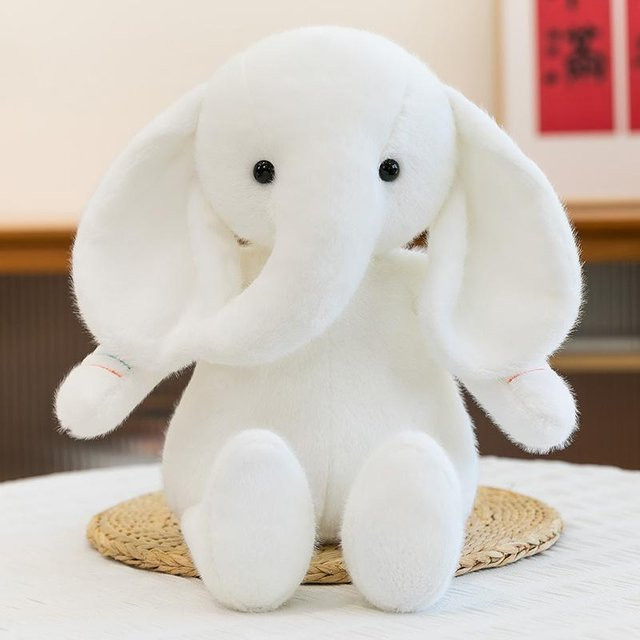 Schlafende Baby-Elefantenpuppe, Plüschtier, Weiß, 43 cm - Bild 1