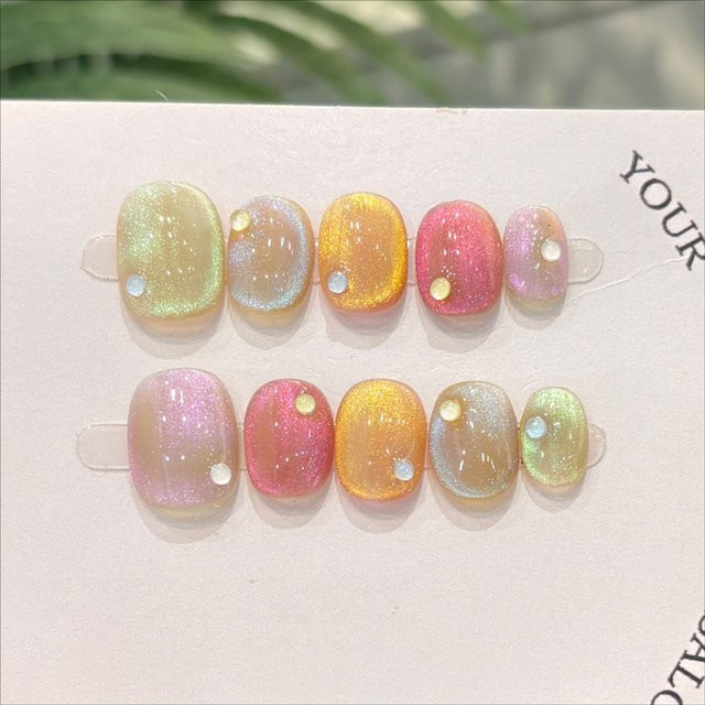 Qsezeny Katzenaugen Nagelverzierung, 10 Stück, Glänzend, Unisex - Bild 1