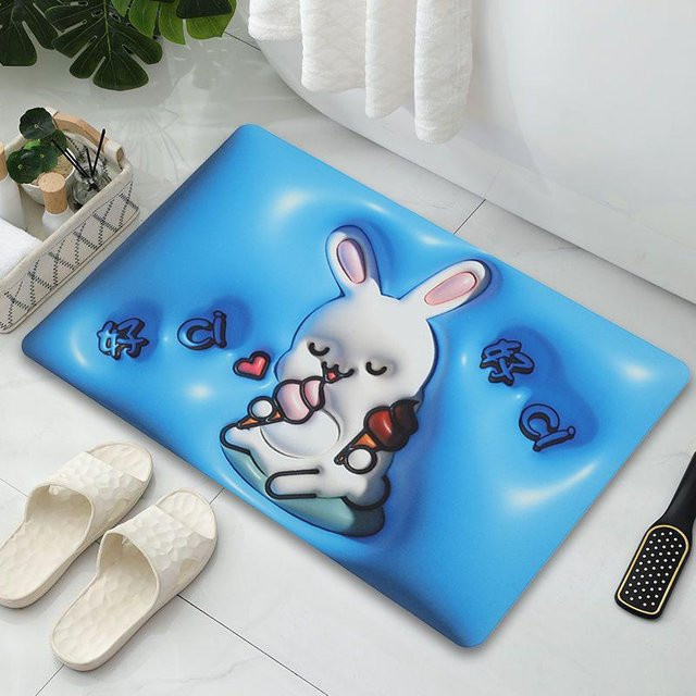 Yiran Furniture Cartoon Diatomeenerde Fußmatte mit Tier-Motiv, blau, rutschfest und saugfähig, B/T: 60 x 40 cm - Bild 1