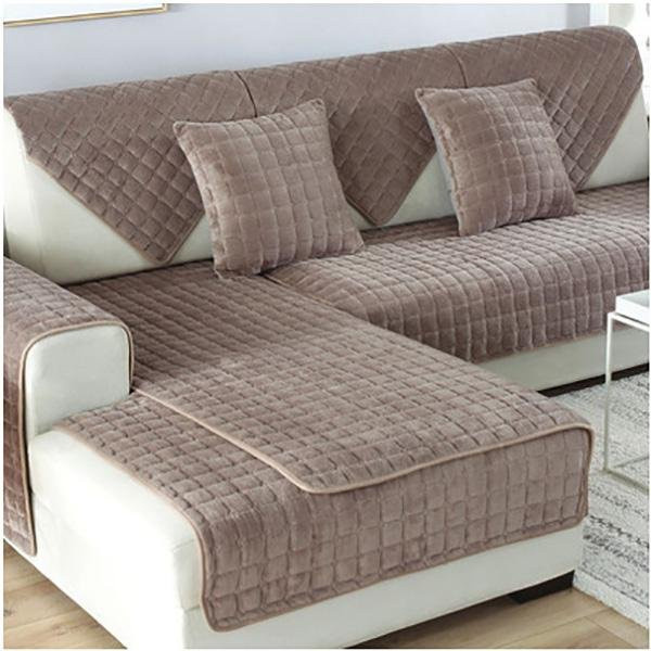 FebEr Sofa-Abdeckung aus Flanell in Braun, rutschfest und modern, B/T/H: 210 x 70 cm - Bild 1