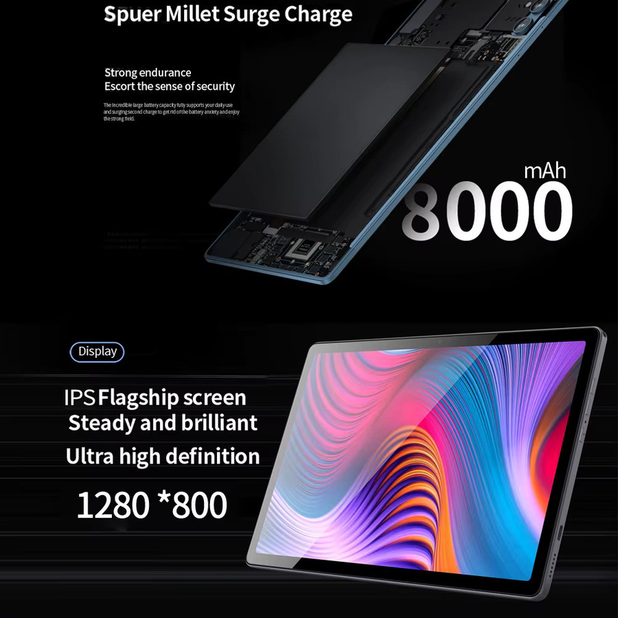BDF-Y7 Android Tablet 10,1 Zoll mit 8 GB RAM, 256 GB ROM, Android 13, 5G WiFi und 4G Mobilfunk, Grau - Bild 4