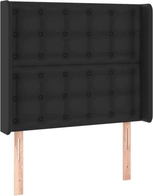 vidaXL LED Kopfteil in Schwarz aus Kunstleder mit integrierter Beleuchtung und USB-Ladeanschluss, B/H: 103 x 118/128 cm, Tiefe: 16 cm - Bild 1
