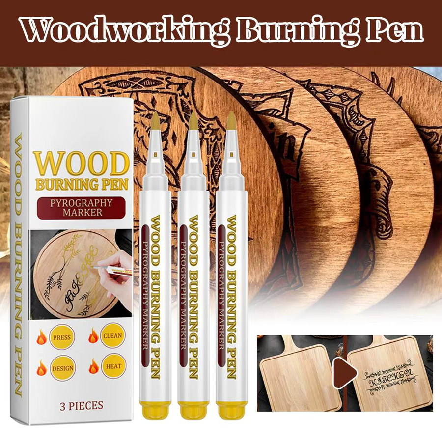 3er-Set Holzbrand-Marker für künstlerische DIY-Handwerksprojekte von Kindern in Weiß - Bild 3