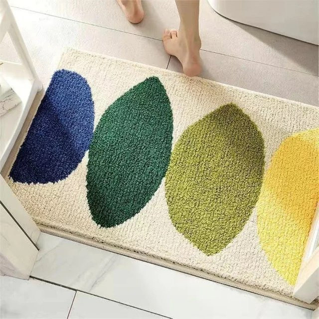 VIKAMA Kleiner Teppich mit floralem Blumenmuster aus Kaschmirimitat, rutschfeste und saugfähige Fußmatte in Multicolour, B/T: 60 x 40 cm - Bild 1