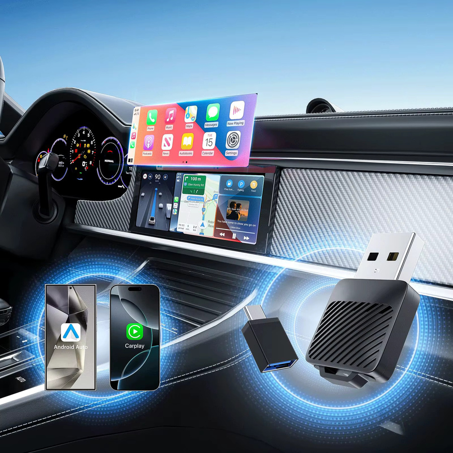 Neelyke 2-in-1 Mini Wireless CarPlay und Android Auto Adapter Schwarz - Bild 4