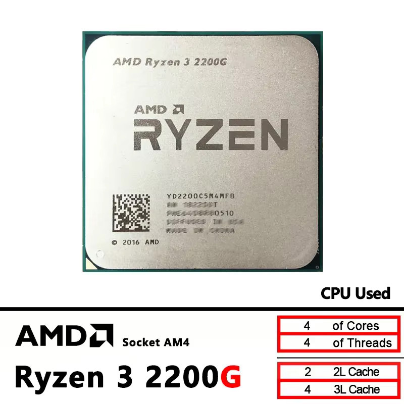 AMD Ryzen 3 2200G Prozessor gebraucht Sockel AM4 mit 3,5 GHz Quad-Core CPU - Bild 3