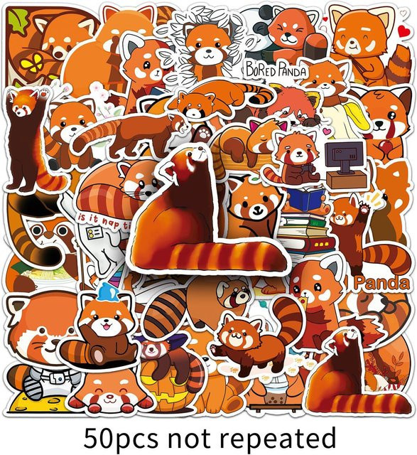 50 Roter Panda Doodle Aufkleber für Handy und Koffer - Bild 1