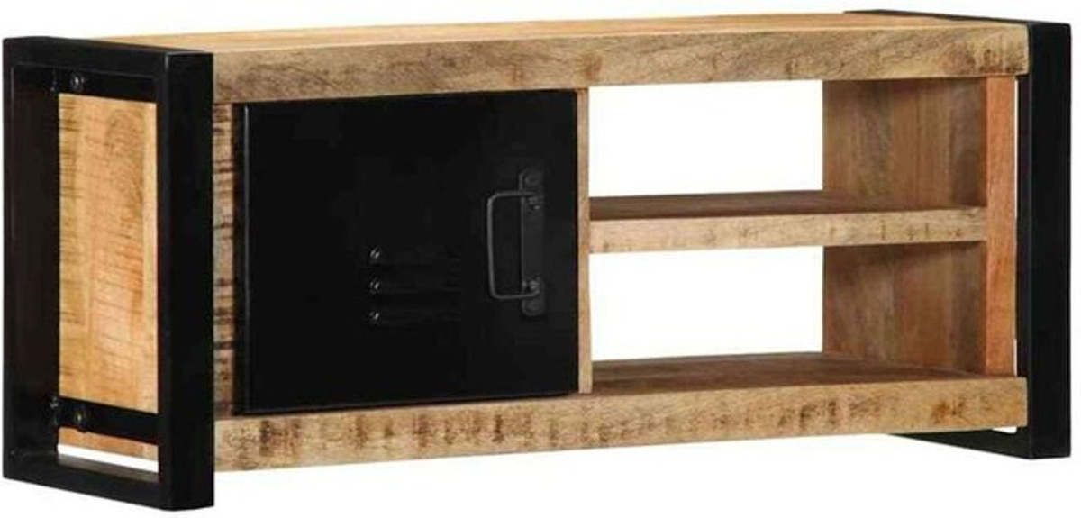 Vidaxl TV-Schrank aus Massivholz Mango und Metall im Industrial Design, B/T/H: 80 x 30 x 35 cm - Bild 1